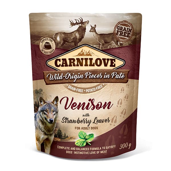 Carnilove Dog Wet Food Pouch Venison With Strawberry Leaves 300g